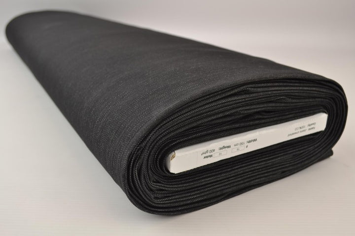 MØRK ANTRACIT UVASKET DENIM MED STRÆK – 300 G/M²