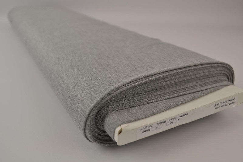 GRÅ MELANGE VISKOSE JERSEY – BLØD, ÅNDBAR & STRÆKBAR