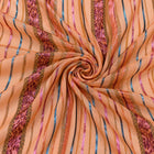 FERSKENORANGE LUREX CHIFFONSILK MED FLERFARVEDE GLITRENDE STRIBER