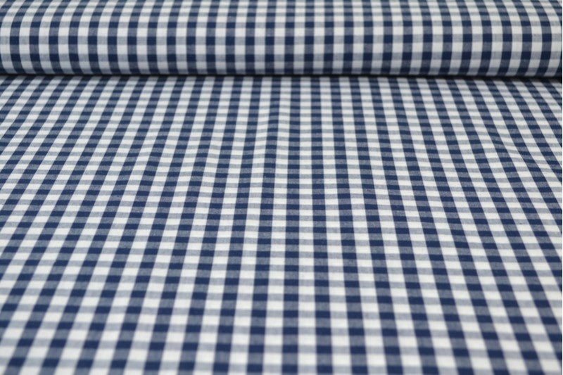 NAVY 6,5 MM GINGHAM TERN – OEKO-TEX BOMULD, LET & ÅNDBAR