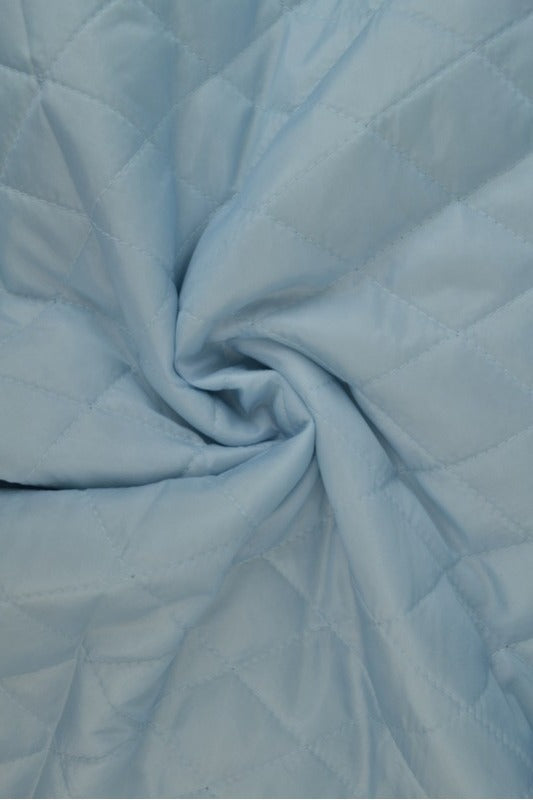 LYSEBLÅ QUILT STOF MED VATTERET BAGSIDE