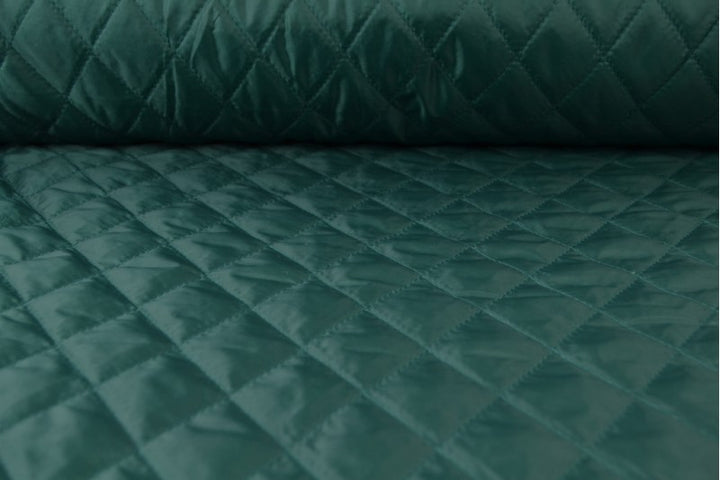 MØRKEGRØN QUILT STOF MED VATTERET BAGSIDE