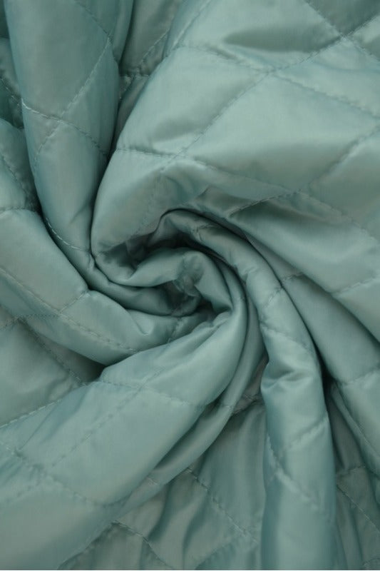 VINTAGE GRØN QUILT STOF MED VATTERET BAGSIDE