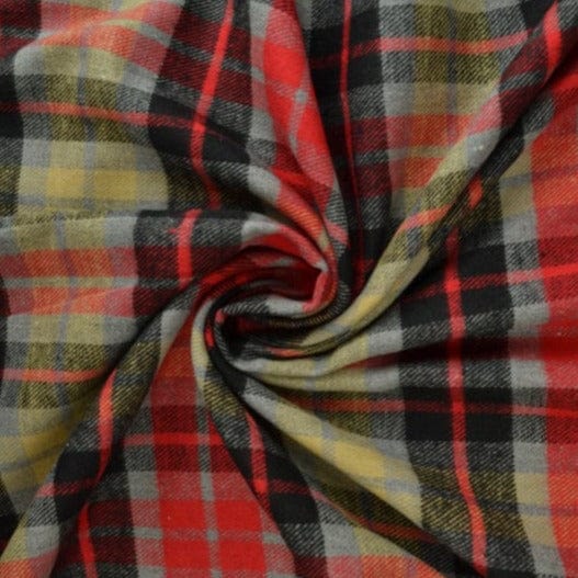 Garn & Metervarer Tartan BEIGE OG RØD SKOTSKTERNET TARTAN FLANNEL