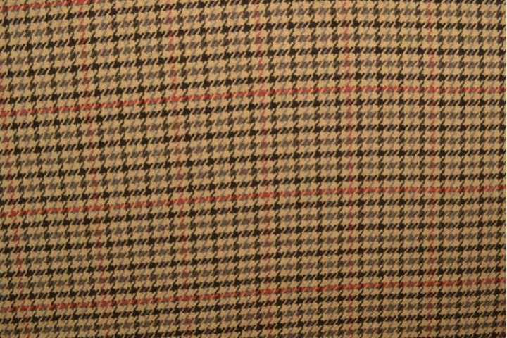 Garn & Metervarer Wool Fashion HOUNDSTOOTH ULD I MØRK BEIGE OG RØDE TERN