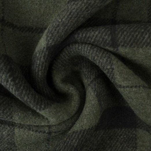 Tartan uld/polyester i grøn og sort (billede 1 af 3)