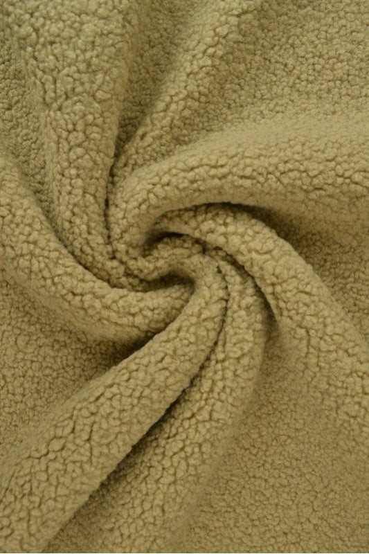BEIGE TEDDY STOF MED STRÆK – BLØDT & VARMEISOLERENDE