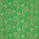 GRØNT SATIN JACQUARD STOF MED PAISLEY MØNSTER