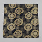 MØRKEBLÅ SATIN JACQUARD STOF MED GULD BLOMSTER