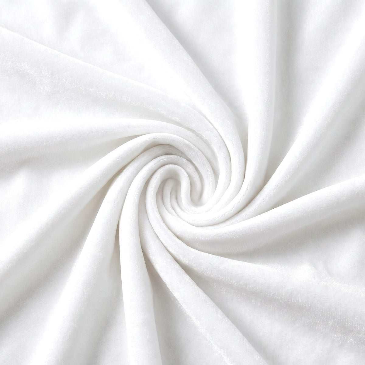 HVIDT MICRO VELOUR STOF – stoffet samlet i en blød swirl (billede 1 af 3)