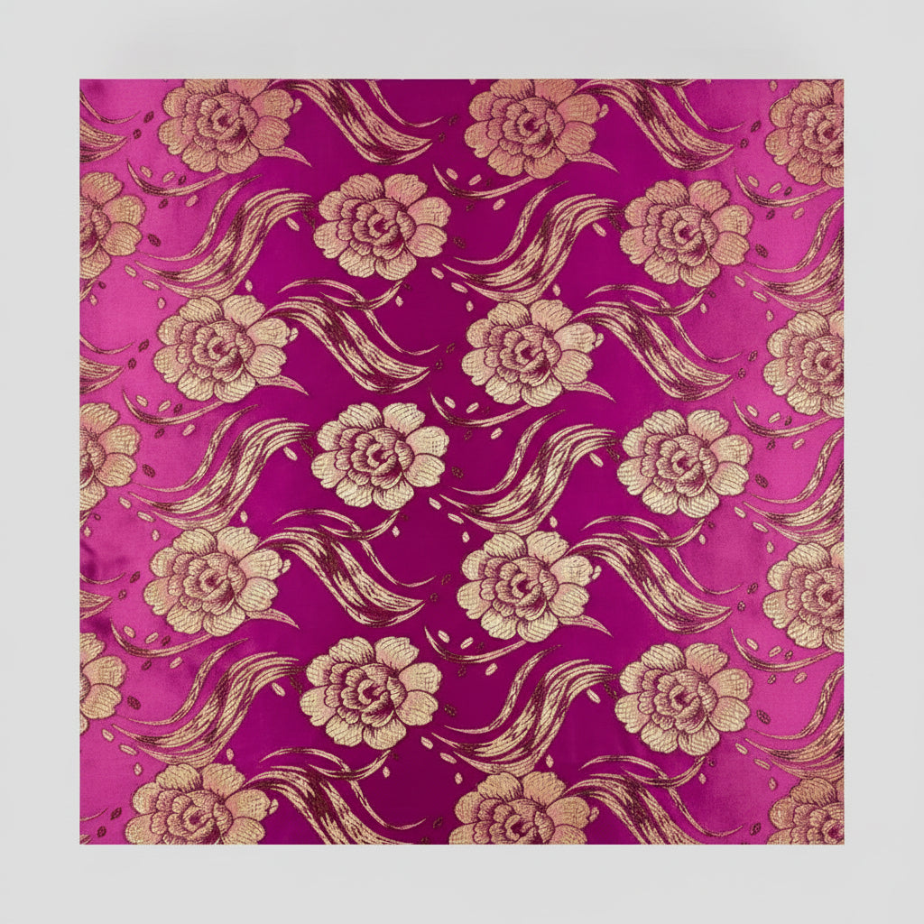 LILLA SATIN JACQUARD STOF MED BLOMSTER (billede 1 af 3)