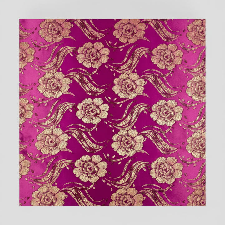 LILLA SATIN JACQUARD STOF MED BLOMSTER (billede 1 af 3)