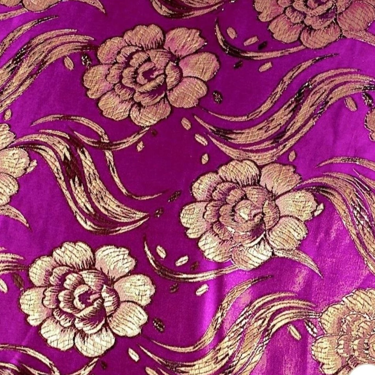 LILLA SATIN JACQUARD STOF MED BLOMSTER (billede 3 af 3)