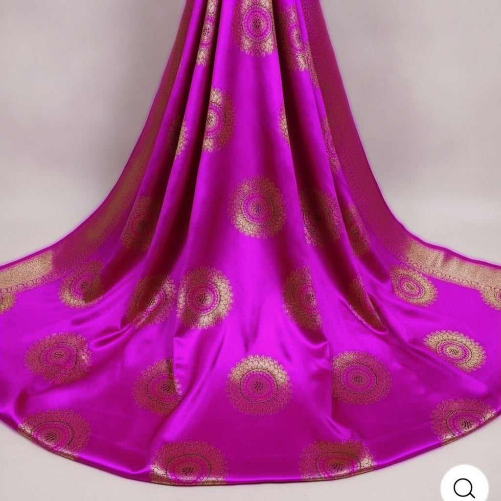 LILLA SATIN JACQUARD STOF MED SOLSIKKER (billede 2 af 3)