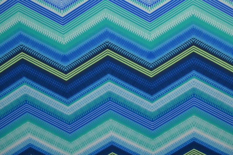 BLÅ LYCRA – CHEVRONSTRIBER, 4-VEJS STRÆK & HURTIGTØRRENDE