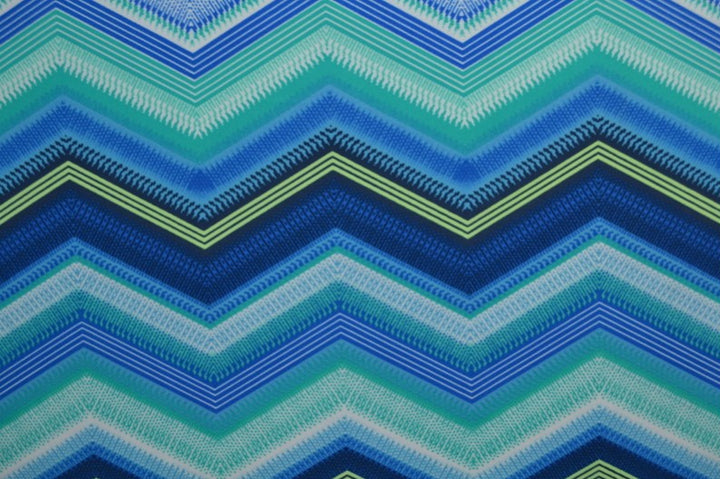 BLÅ LYCRA – CHEVRONSTRIBER, 4-VEJS STRÆK & HURTIGTØRRENDE