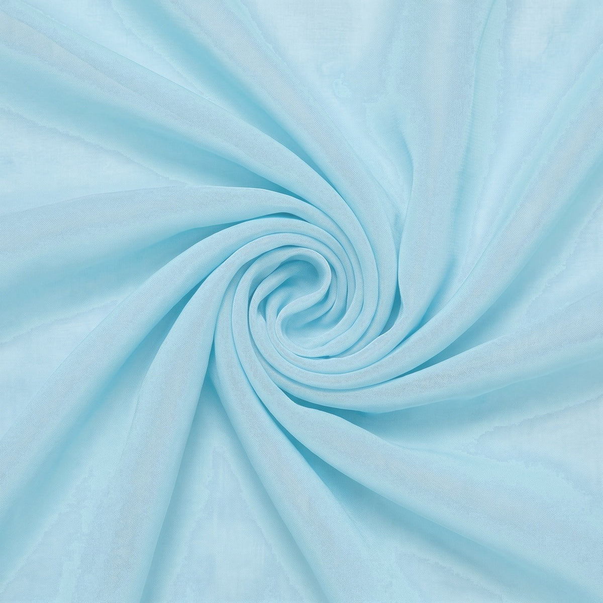 Lys blå/aqua silke chiffon – stoffet samlet i en blød swirl med tydelig misfarvning i nederste højre hjørne (billede 1 af 2)