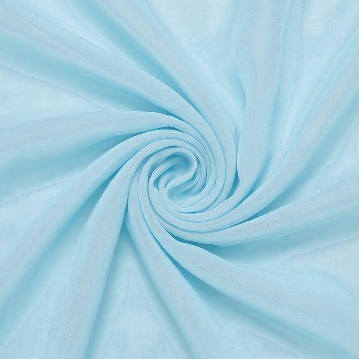 Lys blå/aqua silke chiffon – stoffet samlet i en blød swirl med tydelig misfarvning i nederste højre hjørne (billede 1 af 2)