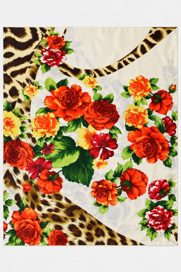 LYS SILKE M. BLOMSTER OG LEOPARD PRINT (billede 1 af 3)