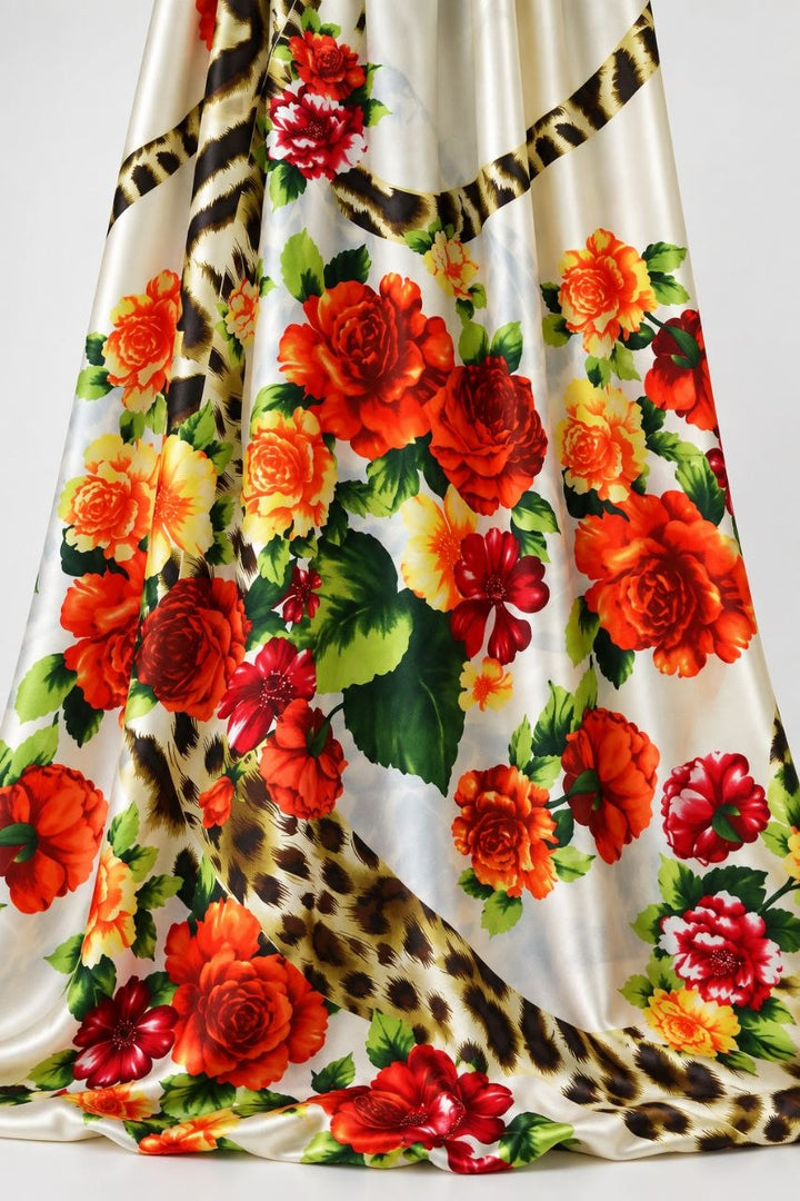 LYS SILKE M. BLOMSTER OG LEOPARD PRINT (billede 2 af 3)