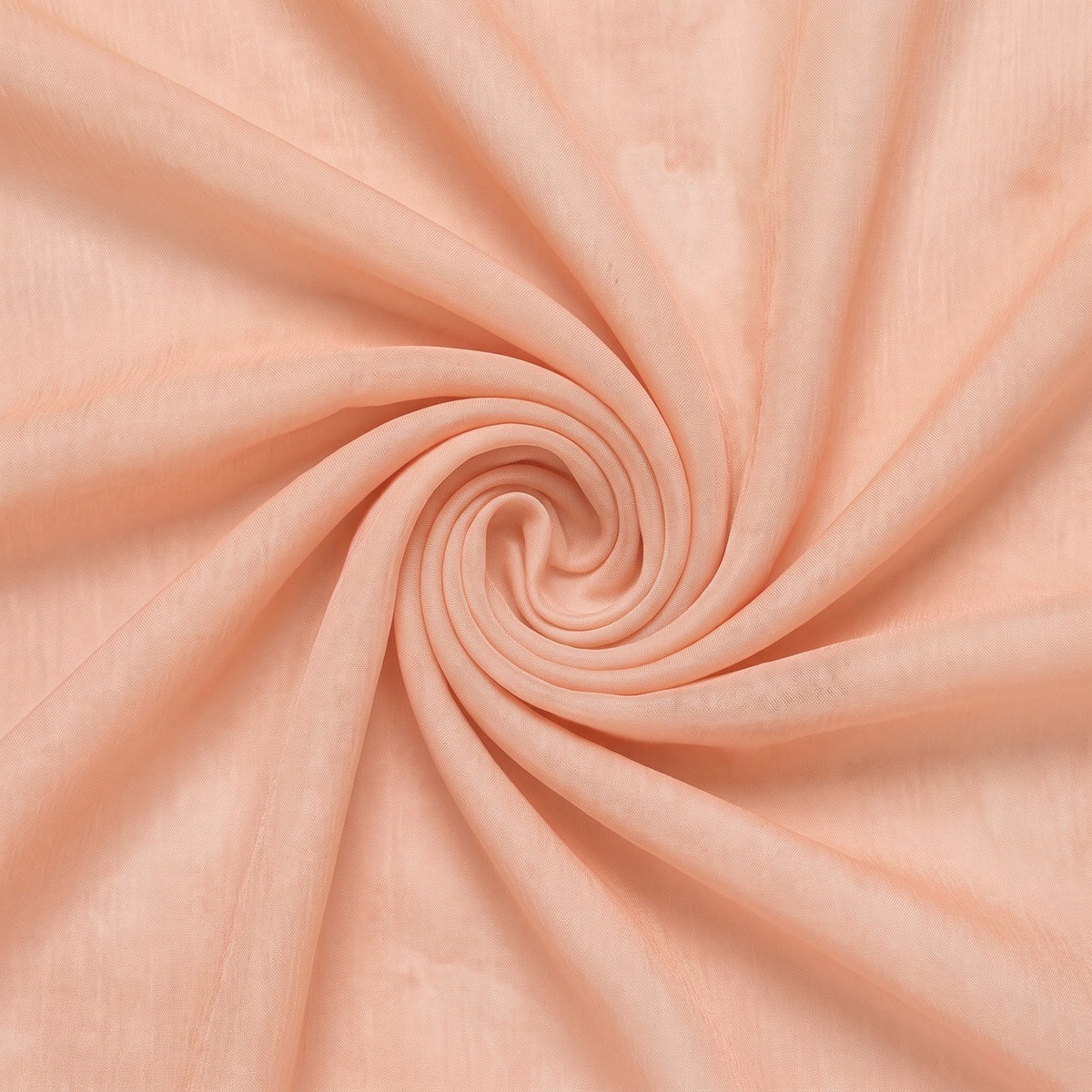 Lys orange/fersken silke chiffon – stoffet samlet i en blød swirl med lysere misfarvning i højre side (billede 1 af 2)