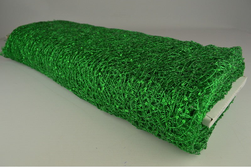 GRØN NET PAILLETSTOF – SMÅ 2–3 MM PAILLETTER, UDEN STRÆK