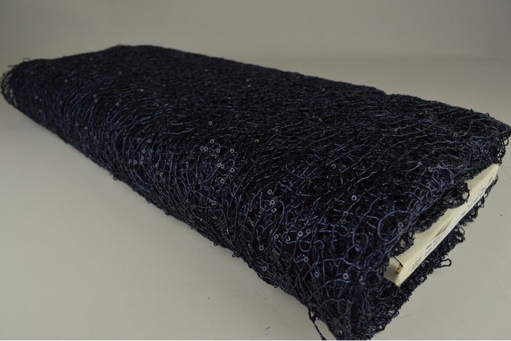 NAVY NET PAILLETSTOF – SMÅ 2–3 MM PAILLETTER, UDEN STRÆK