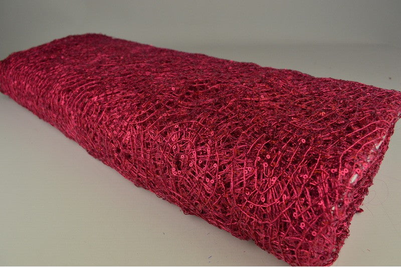 PINK NET PAILLETSTOF – SMÅ 2–3 MM PAILLETTER, UDEN STRÆK