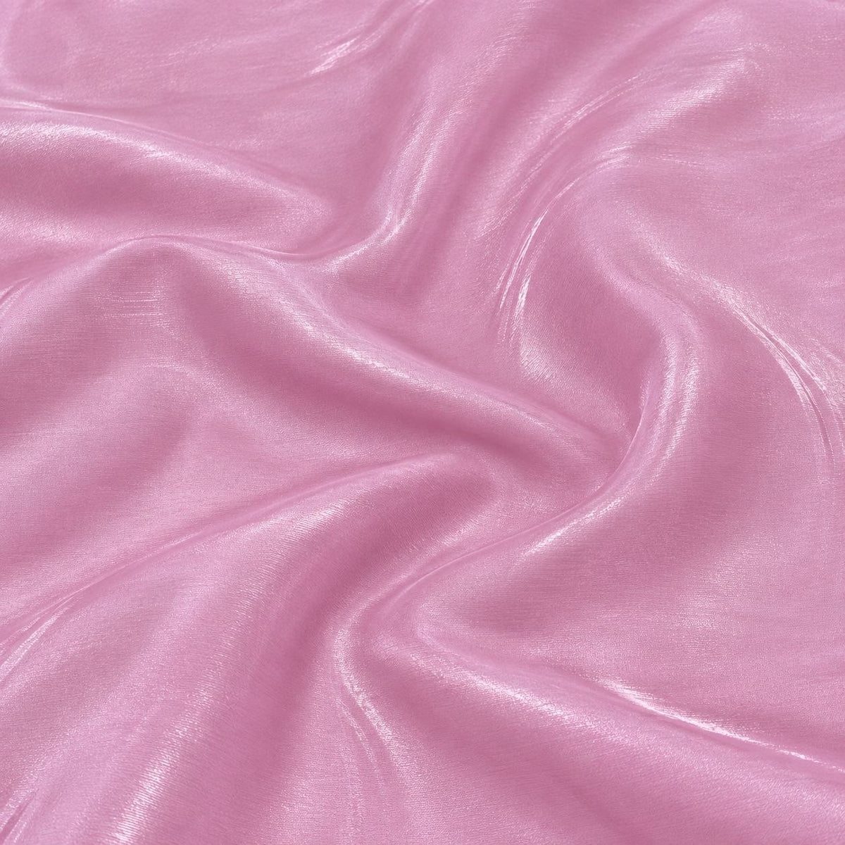 Metallic lyserosa foil stof — nærbillede af foliens struktur og glans