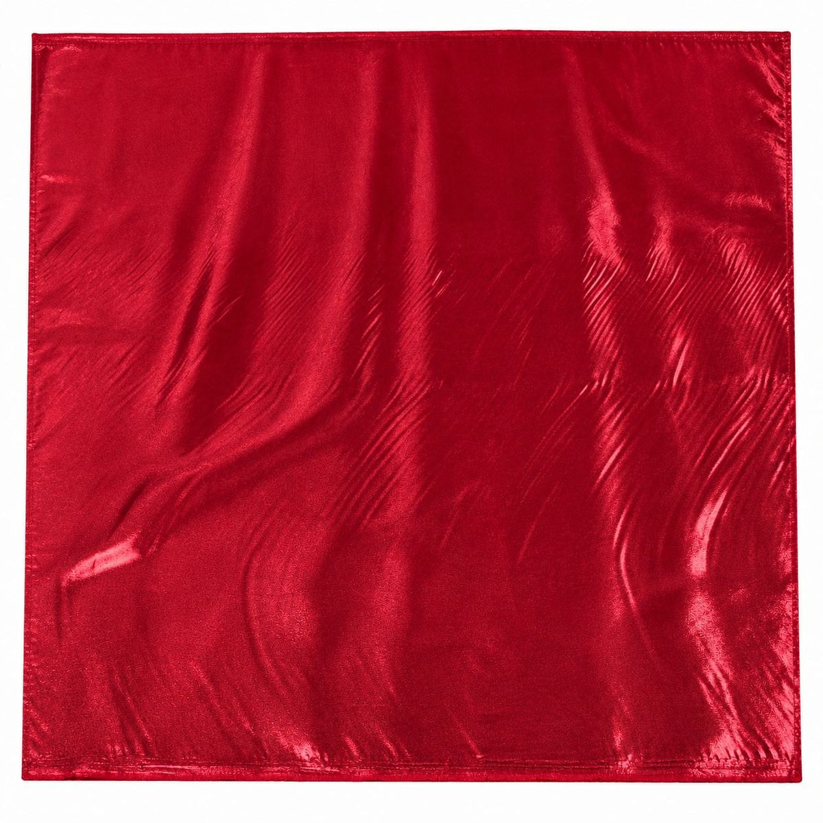 Metallic rød foil stof — stoffet liggende fladt med bløde folder