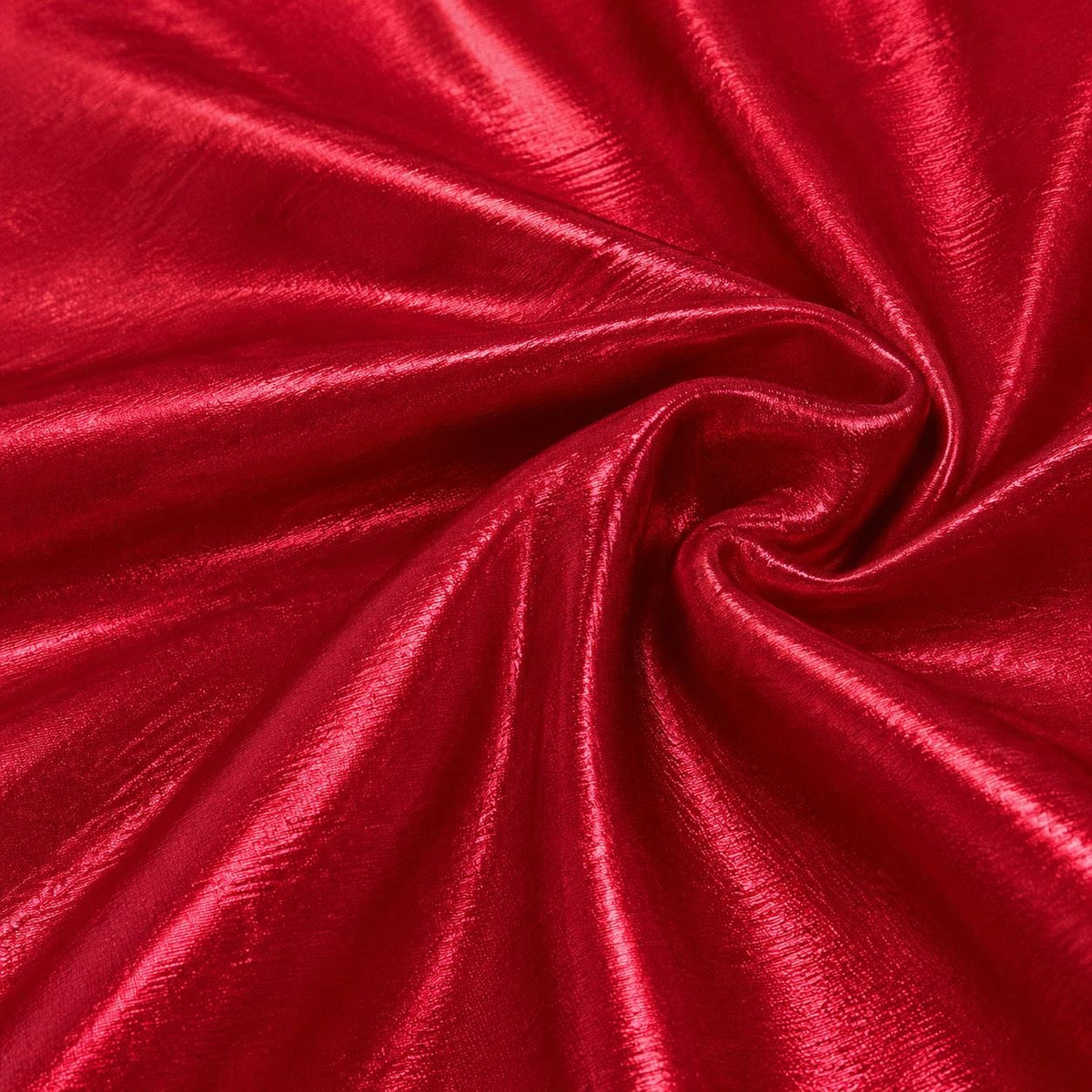 Metallic rød foil stof — nærbillede af foliens struktur og glans
