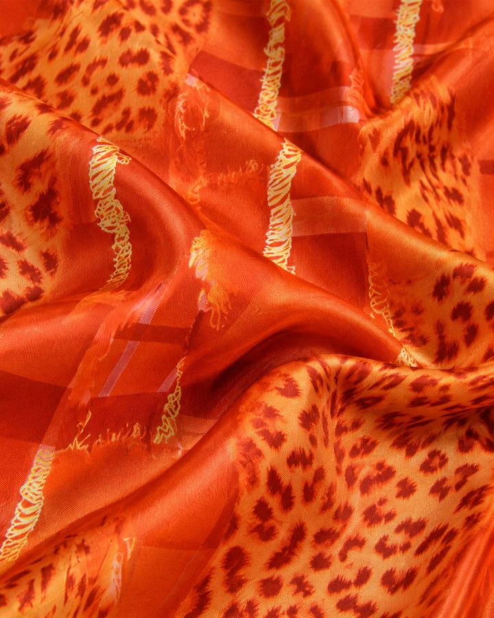 ORANGE SILKE M. LEOPARD MØNSTER (billede 3 af 3)