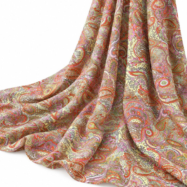 PAISLEY POLYESTERSTOF – CREME/KORAL/MULTI (billede 2 af 3)