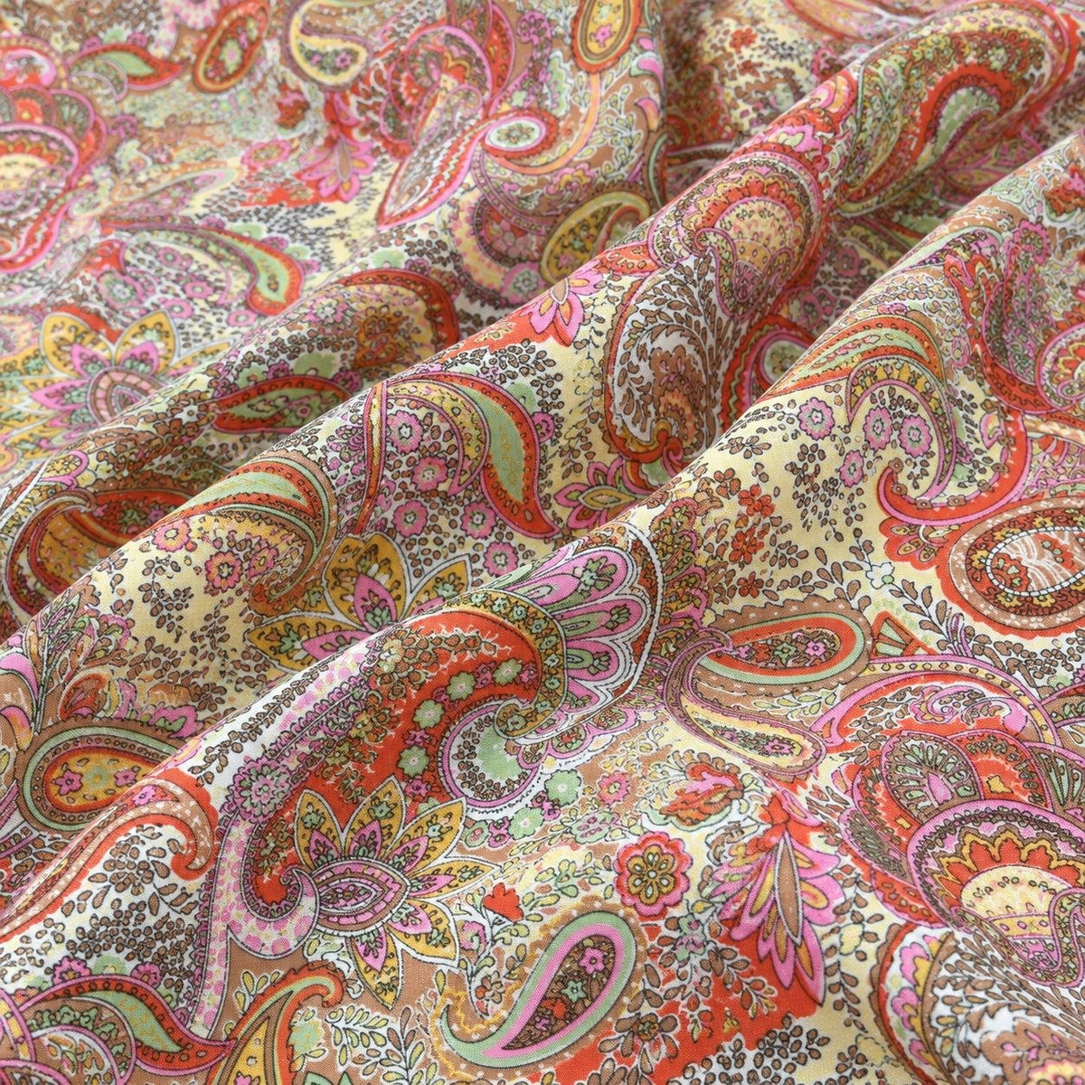 PAISLEY POLYESTERSTOF – CREME/KORAL/MULTI (billede 3 af 3)