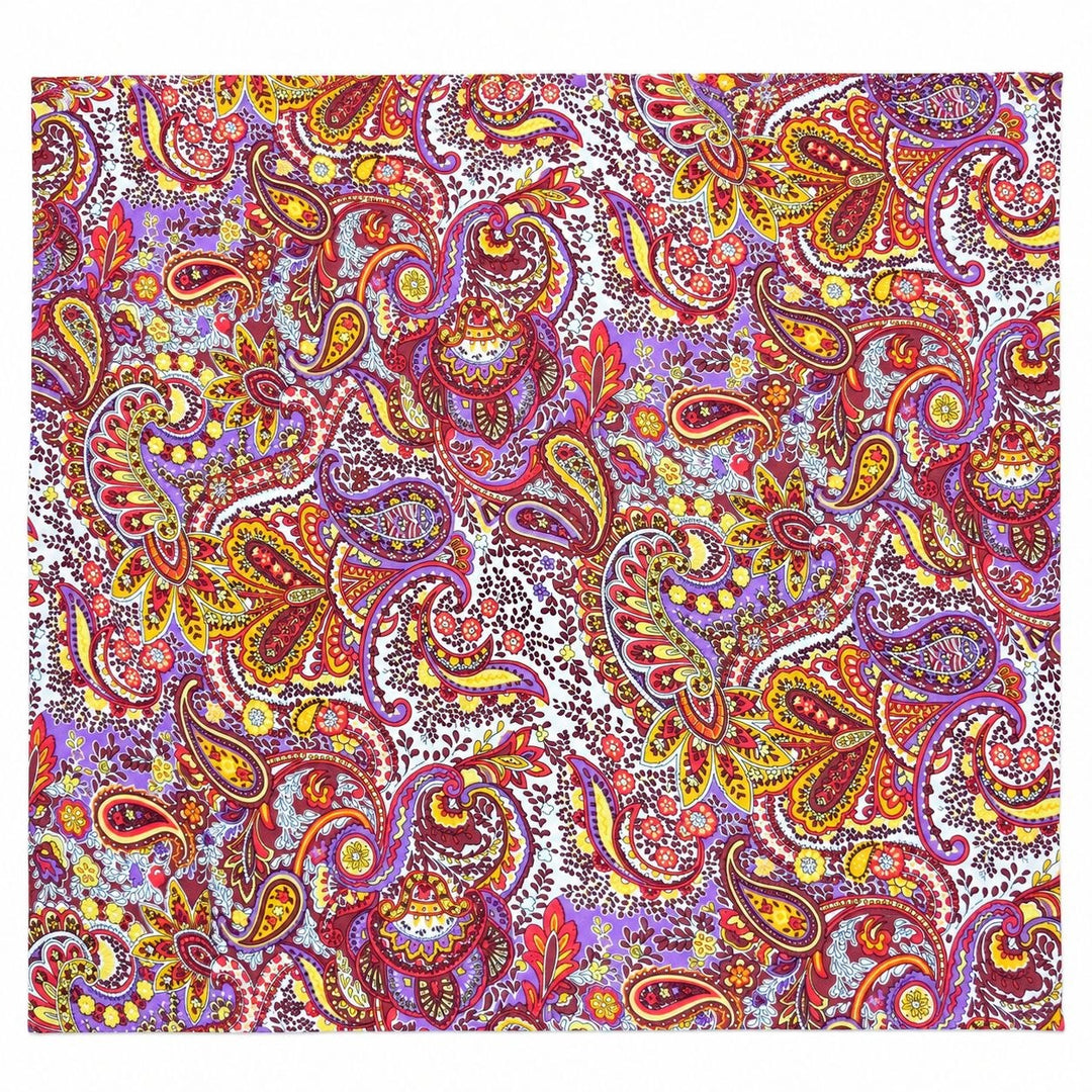 PAISLEY POLYESTERSTOF – LILLA/GUL/RØD MULTI (billede 1 af 3)