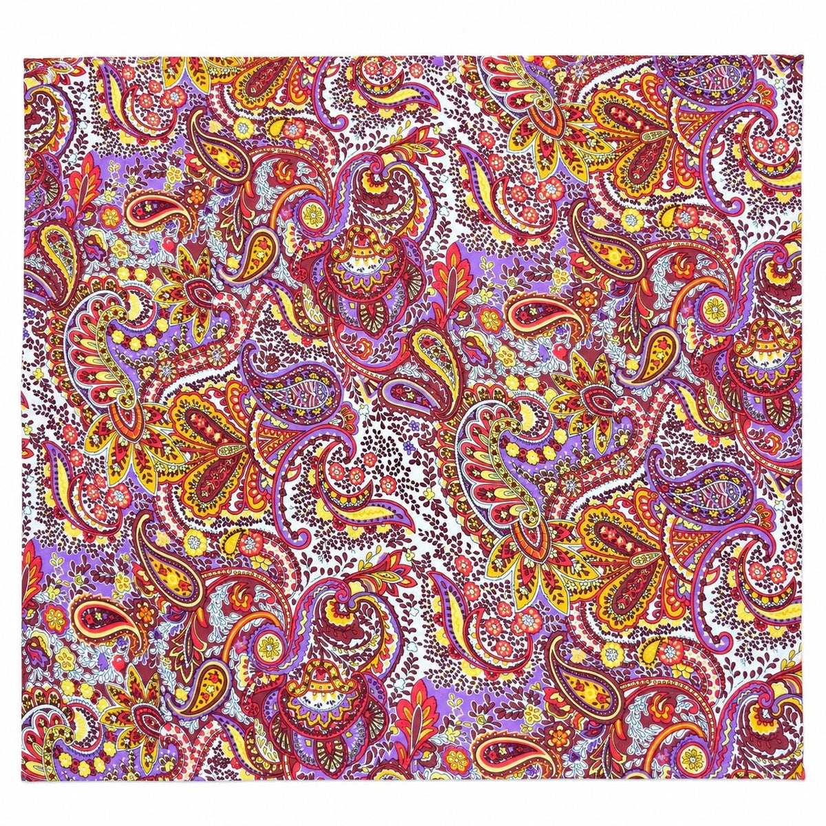 PAISLEY POLYESTERSTOF – LILLA/GUL/RØD MULTI (billede 1 af 3)