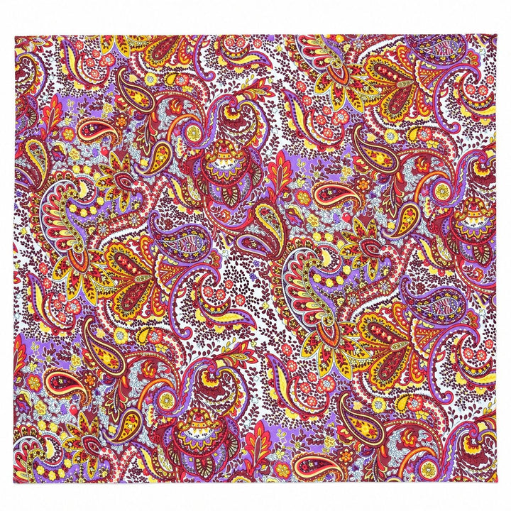 PAISLEY POLYESTERSTOF – LILLA/GUL/RØD MULTI (billede 1 af 3)