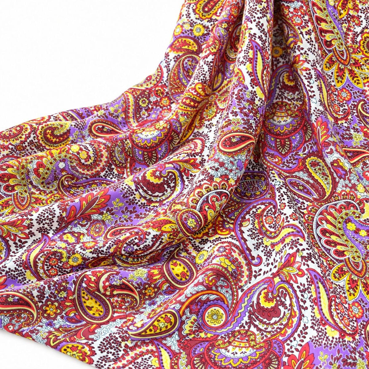 PAISLEY POLYESTERSTOF – LILLA/GUL/RØD MULTI (billede 2 af 3)