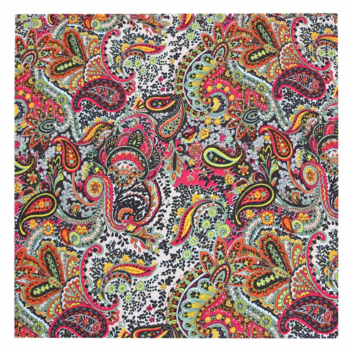 PAISLEY POLYESTERSTOF – PINK/ORANGE/MINT MULTI (billede 1 af 3)
