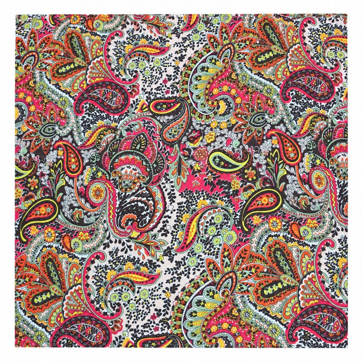 PAISLEY POLYESTERSTOF – PINK/ORANGE/MINT MULTI (billede 1 af 3)