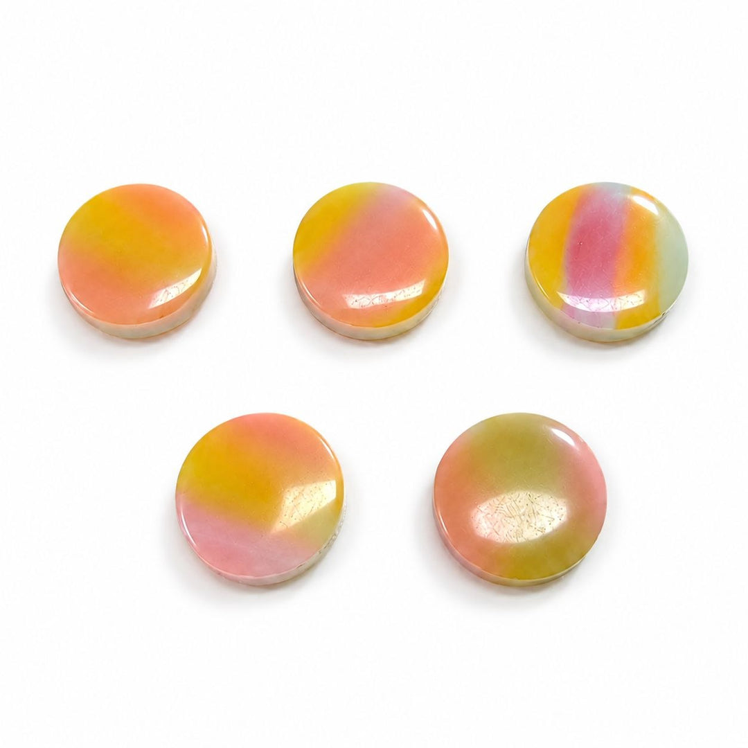 Pastelgul/lyserød/lysegrøn knapper med marmoreret mønster – 5 stk.