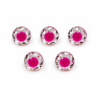 PINK/FUCHSIA KNAPPER MED KLAR KRYSTAL 5 STK.