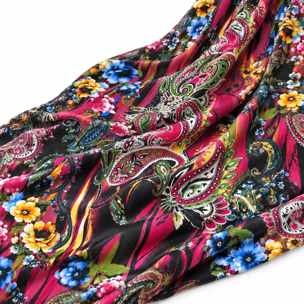 POLYESTERSTOF MED PAISLEY OG BLOMSTER – PINK/MULTI (billede 2 af 3)