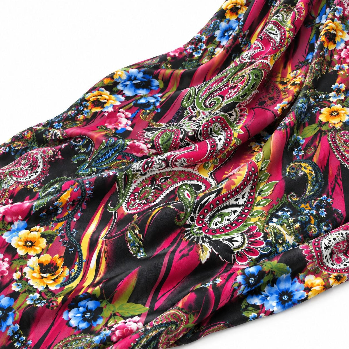 POLYESTERSTOF MED PAISLEY OG BLOMSTER – PINK/MULTI (billede 2 af 3)