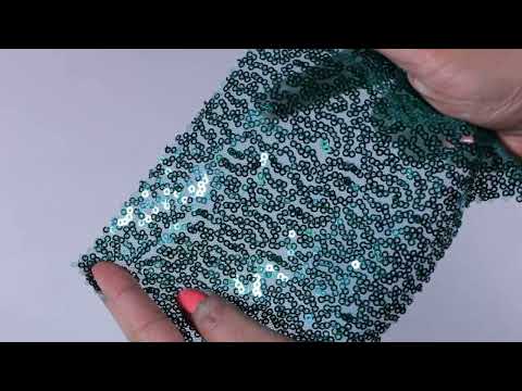 TURKIS PAILLETSTOF – SMÅ 3–4 MM PAILLETTER & ENVEJS STRÆK