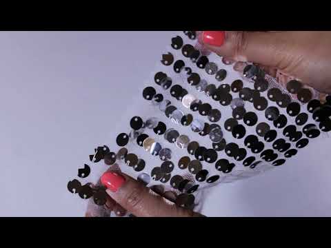 SØLV PAILLETSTOF – STORE 8 MM PAILLETTER & ENVEJS STRÆK