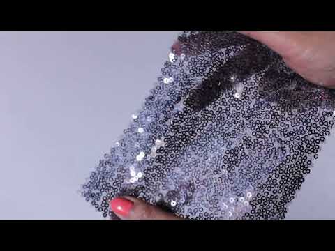 MØRKEGRÅ PAILLETSTOF – SMÅ 3–4 MM PAILLETTER & ENVEJS STRÆK