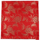 RØD SATIN JACQUARD STOF MED BLOMSTER