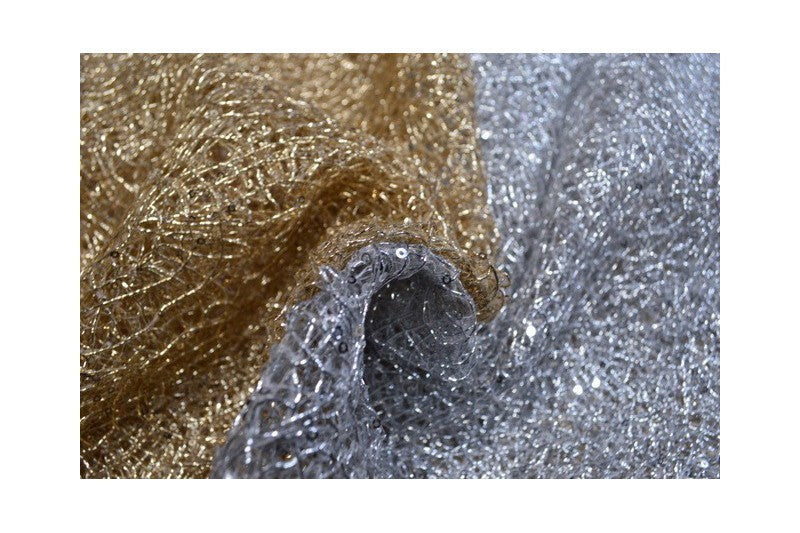 RØD NET PAILLETSTOF – SMÅ 2–3 MM PAILLETTER, UDEN STRÆK