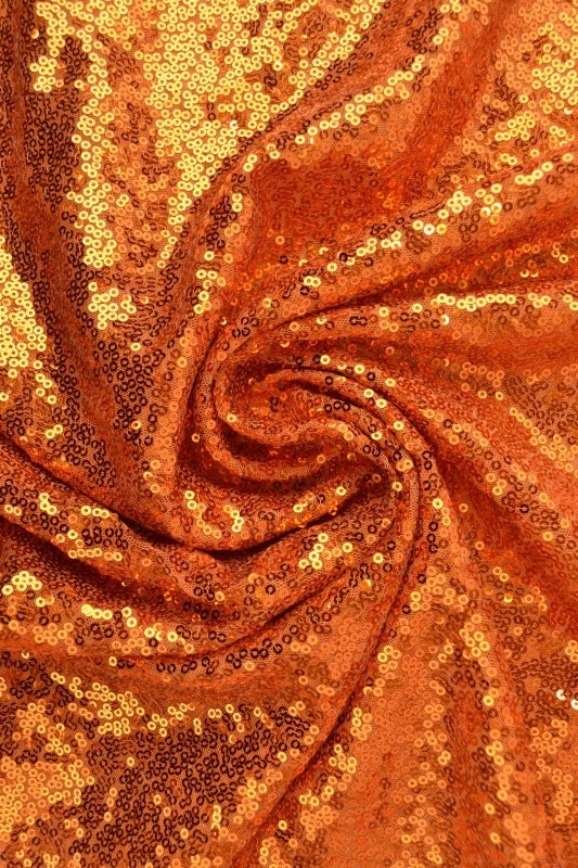 ORANGE PAILLETSTOF – SMÅ 3–4 MM PAILLETTER & ENVEJS STRÆK